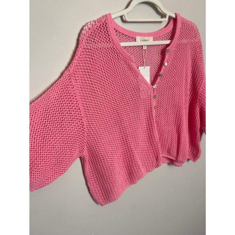 $99 l*space Coast is clear pink crochet beach coverup top NWT XL - Picture 14 of 14